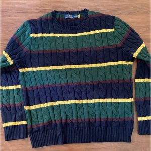 Gently-used POLO Ralph Lauren multi-striped crew neck sweater
